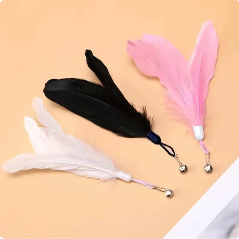 Cat Toy Feather Stick Interactive Toy Super Suction Kitten Toy Cup Removable 2 Feather Replacement Cat Accessories